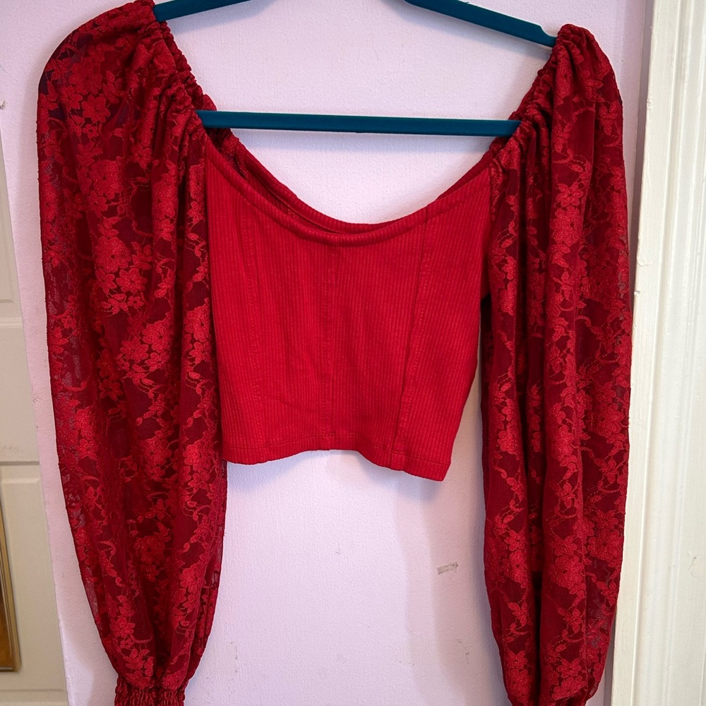 Urban Outfitters Red Floral Blouse